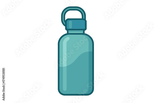 Teal reusable water bottle with secure screw cap and convenient carrying loop handle for hydration and active lifestyle
