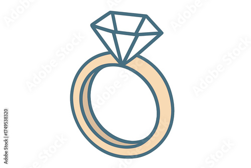 Stylized gold engagement ring showcasing a large brilliant faceted diamond gemstone
