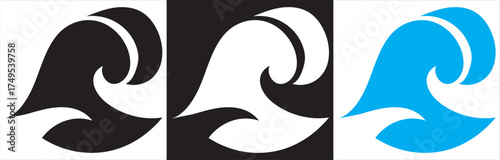 Minimal sea wave vector icons . of minimalist sea wave vector icons in black, white, and blue. Perfect for logos, surf designs, and ocean branding.EPS10/AI.