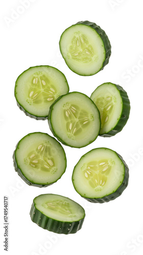 Fresh Cucumber Slices isolated on a transparent background