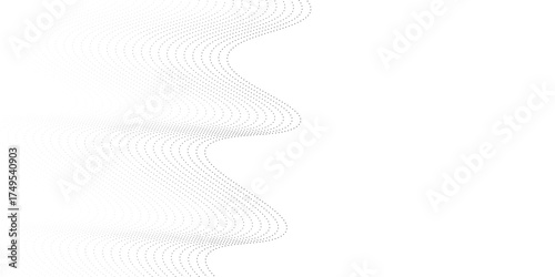 Flowing dots particles nice wave pattern halftone black gradient simple background. Nice illustrations vector old line circle art