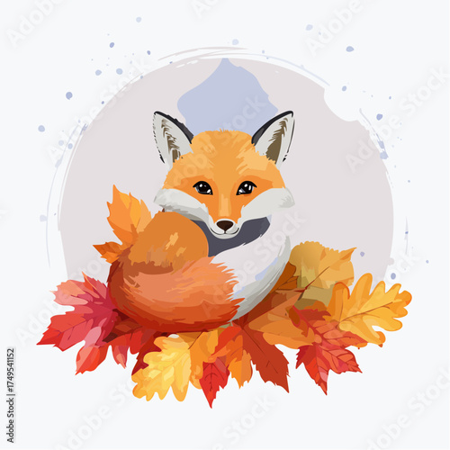 Schlafende Füchsin im Herbstlaub