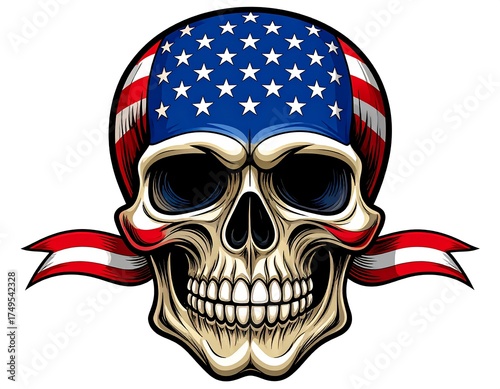 Free Download Skull with American flag bandana (2) - GFXLoad