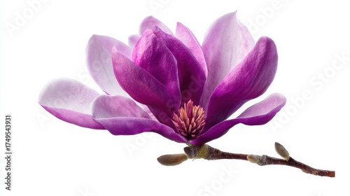 Purple magnolia flower, Magnolia felix isolated on white background, with clipping path
