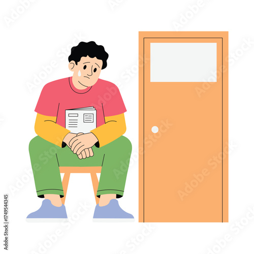 Candidate waiting for interview or hiring result illustration