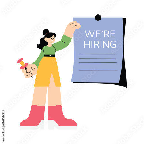 Designing hiring or recruitment announcement poster illustration