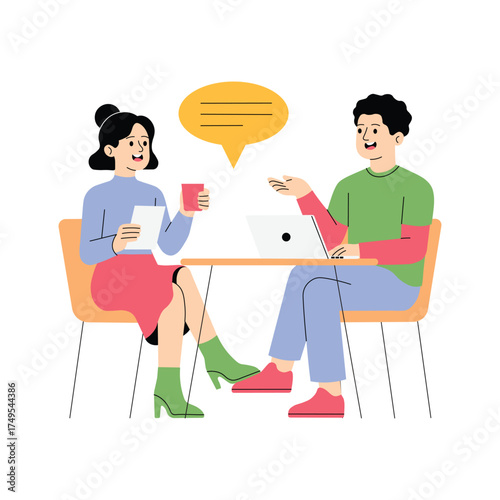 Conducting face-to-face interview with candidate illustration