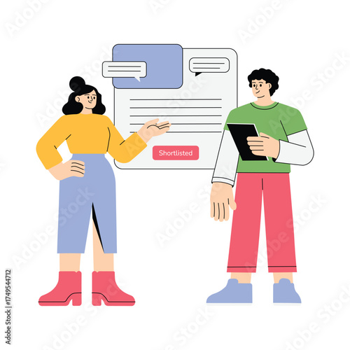 HR using mobile app to screen and manage job applications illustration