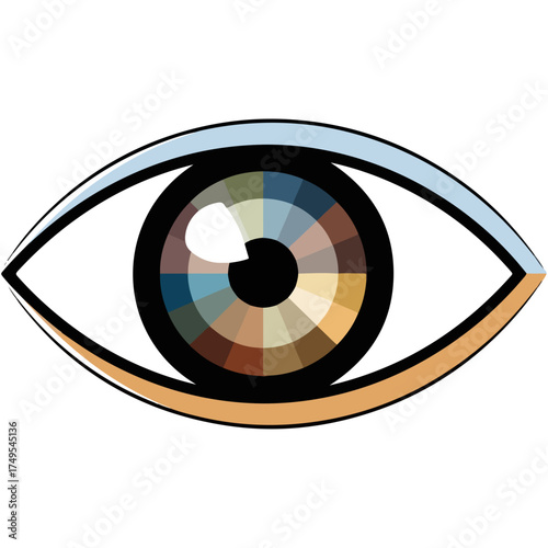 Human eye with colorful iris and detailed pupil