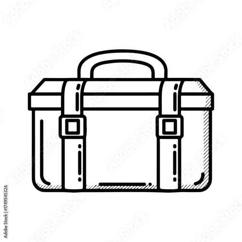 Black and white drawing of a closed briefcase