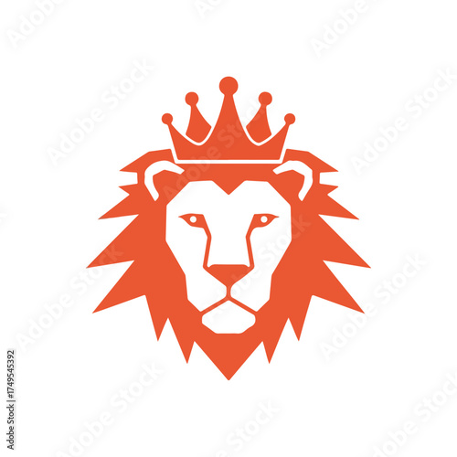Lion wearing a crown with a stylized mane