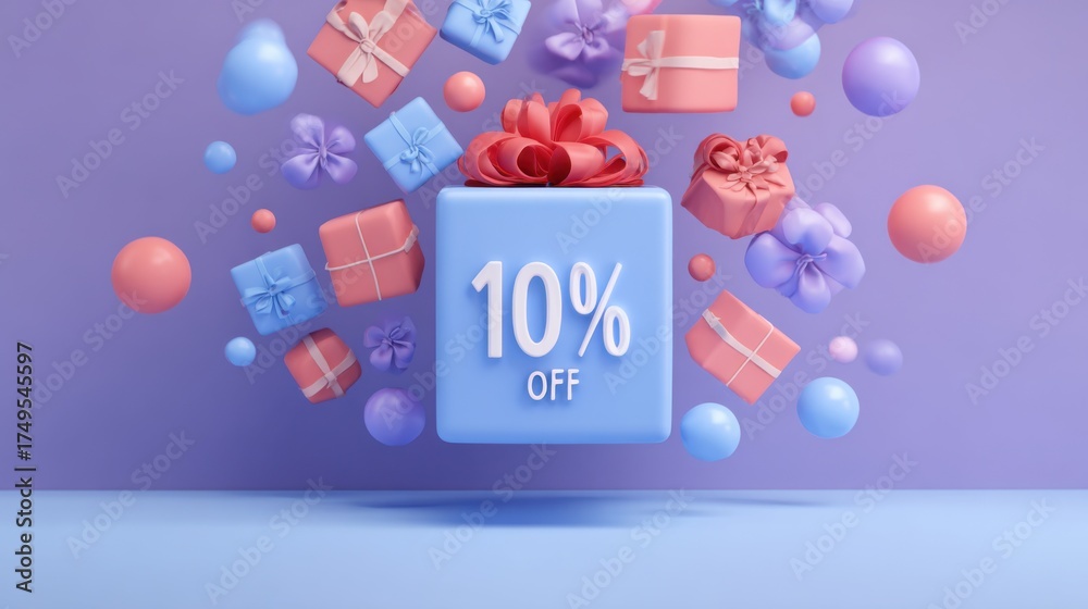 Obraz premium ten percent off gift box promotion,