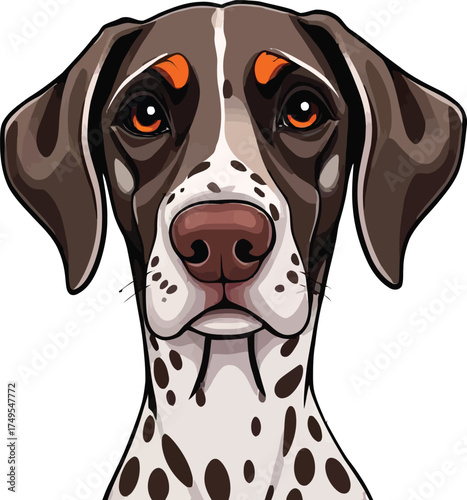 Cute cartoon a illustrator vector German Shorthaired Pointer