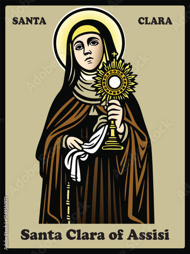 Santa Clara of Assisi Vector Illustration Catholic