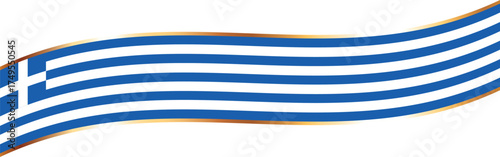 banner with flag of Greece, flag banner with gold frame