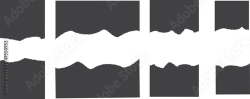 set of  torn paper top and down frames vector illustration .Rough edge rectangle frame. Vector illustration. 