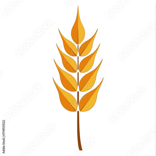 Yellow wheat stalk illustration is perfect for agricultural themes, offering simple grain drawing on white backdrop. Use wheat stalk in harvest festival posters, bakery promotions,