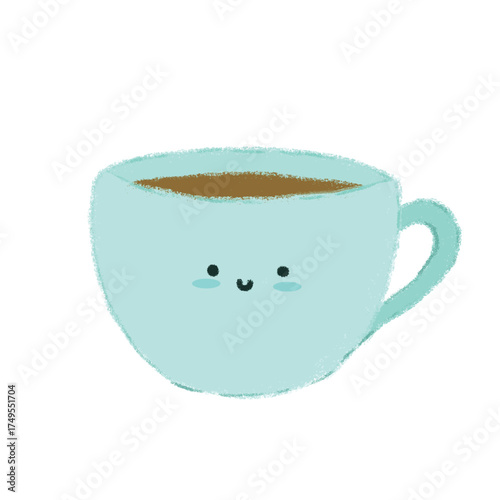 Cute smiling hand-drawn teacup