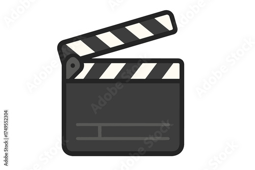 Open clapperboard slate used as essential equipment for film and video production