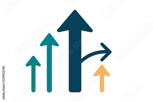 Colored arrows moving upward and diverging symbolizing progress and strategic choices