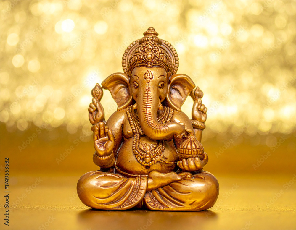 Fototapeta premium Golden Ganesha Statue