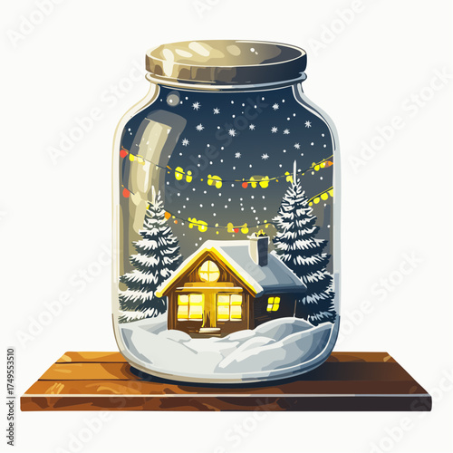 Aquarellbild: „Winterabend im Glas“