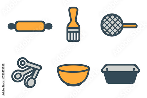 Essential kitchen utensils set for baking and food preparation