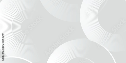 White geometric abstract background overlapping layers on bright space with line effect decoration. Circle style concept
