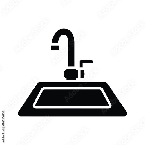 Black sink and faucet icon plumbing kitchen