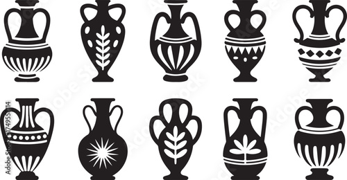 Ancient Greek amphorae collection pottery vases