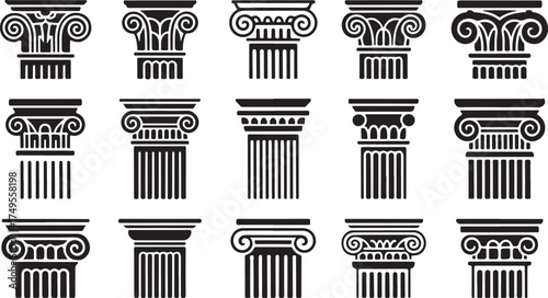 Ancient Greek Ionic Corinthian Column Capitals Architectural Elements classical