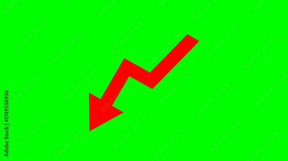 Declining graph animation. A red graph is rapidly decreasing. A ...