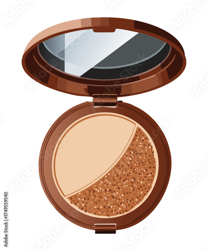 Contouring Kit with Matte and Shimmer Bronzer Shades Inside a Sleek Brown Compact Case for Face Definition