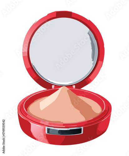 Open Compact Powder Case with Mirror and Soft Nude Foundation for Flawless Everyday Makeup Application