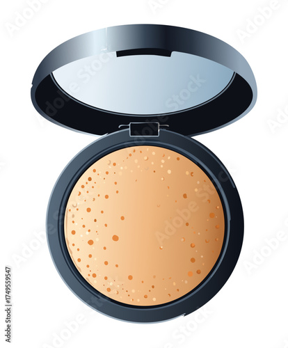 Light Colored Finishing Powder Compact Open with Mirror, Perfect for Setting Foundation and Concealer