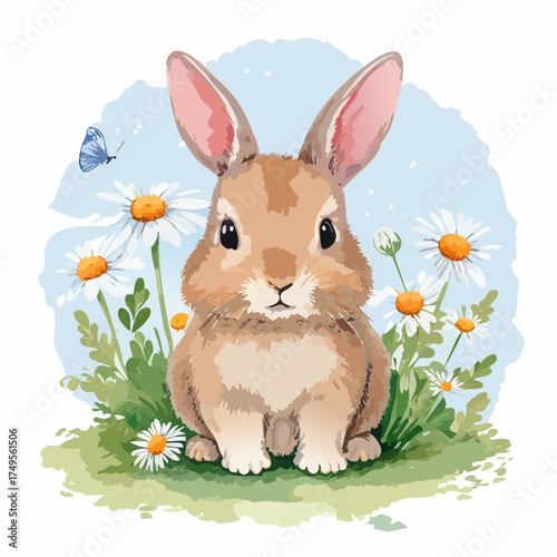 Hasenbaby auf der Blumenwiese