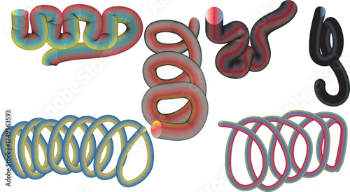 Colorful and textured abstract shapes and lines created with thick paint or frosting on a white background