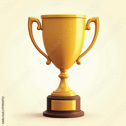Shiny golden trophy cup vector illustration symbolizing success, victory, achievement, and excellence, perfect for sports award designs, competition posters, certificates, and winning celebration artw