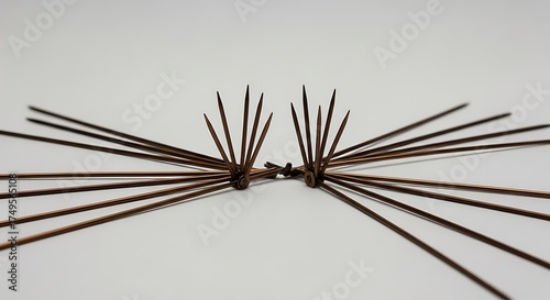 Bird deterrent spikes against a white background, preventing birds from landing.