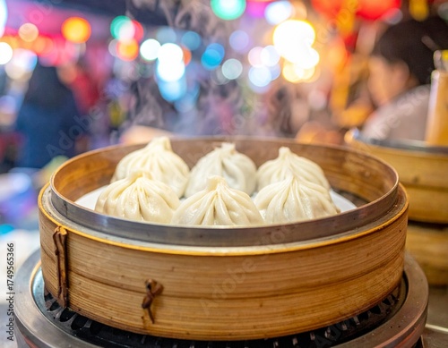 Action Documentary Shot of Intense Steam Rising from Food at a Taiwanese Night Market Stall
