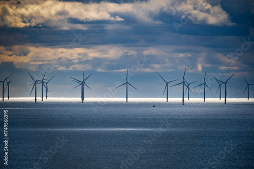 Strip of sunlight on offshore wind farm