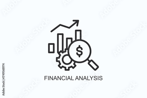 Financial Analysis Icon Or Logo Isolated Vector Illustration