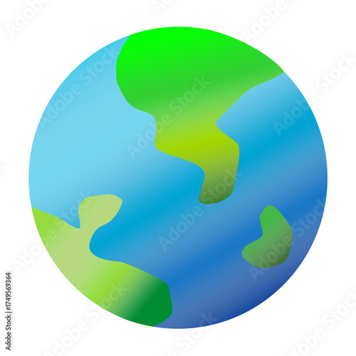 A bright and colorful digital vector illustration of Planet Earth (Globe). Featuring green land and blue oceans with a modern and dynamic gradient touch.