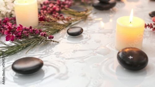 Zen Stones and Candles - A Moment of Tranquility and Relaxation.