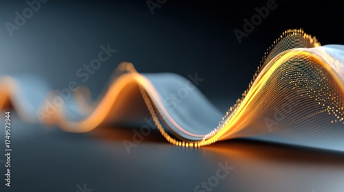 Abstract digital wave pattern with flowing colorful lines and glowing points representing technology innovation and data visualization in a modern futuristic style