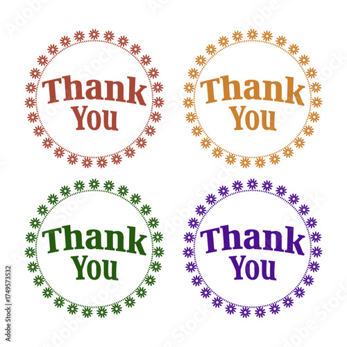 Thank You Label Set – Autumn Color Palette (Wine Red, Orange, Green, Purple)