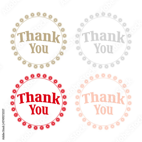 Thank You Label Set – Japanese Celebration Colors (Gold, Silver, Red, Cherry Blossom)