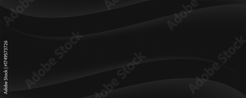 3D black geometric abstract background overlap layer on dark space with waves shape decoration. Minimalist modern graphic design element cutout style concept for banner, flyer, card, or brochure cover