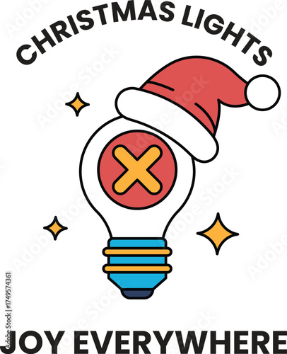 A Christmas light bulb with an X on it