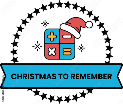 A blue and white Christmas to Remember logo with a red hat and a white star